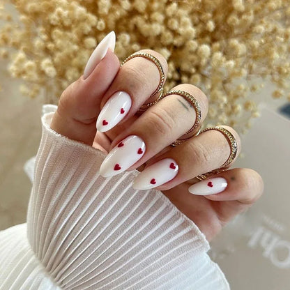 24Pcs Detachable Almond False Nails with Pearl Decoration Elegant Designs French Fake Nails Full Nail Art Tips Press on Nails